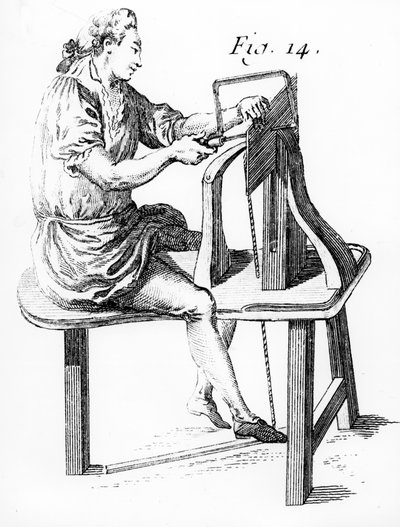 Zimmermann beim Laubsägearbeiten von French School